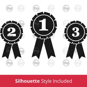Prize Ribbons SVG: First, Second, Third Place Rosettes Cut Files EPS ...