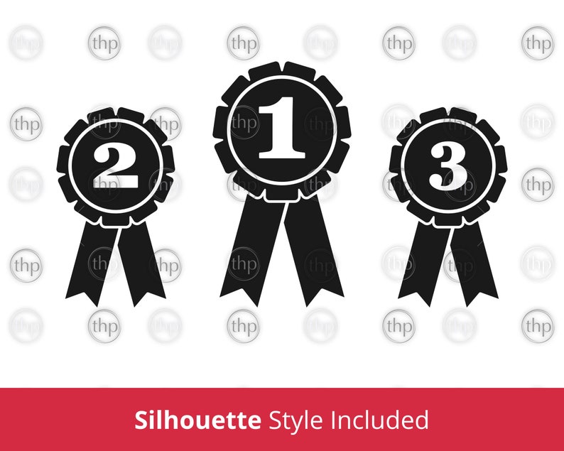Prize Ribbons SVG: First, Second, Third Place Rosettes Cut Files EPS ...