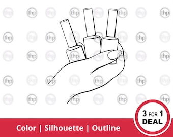 Nail Polish Bottles in Hand SVG: Manicure Clipart, Nail Tech Cut Files (Digital Download)