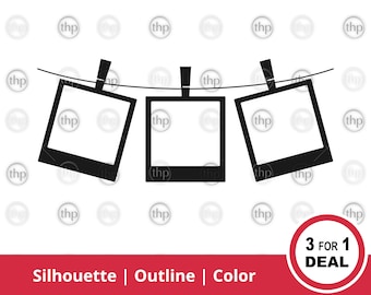 Instant Film SVG - Polaroid Film Svg, Photos Svg, Garland Svg, Retro Film Svg, Analogue Film Svg, String, Instant Film Cut Files & EPS PNG