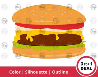 Cheeseburger SVG - Hamburger Svg, Burger Svg, Fast Food Svg, Hamburger Clipart, Take Out Svg, Burgers Svg, Cheeseburger Cut Files & EPS PNG