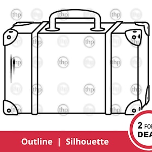 Valise SVG - Svg de valise, bagage Svg, sac Svg, Svg de valise de voyage, vacances Svg, clipart contour de valise, porte-documents coupe fichiers & EPS PNG