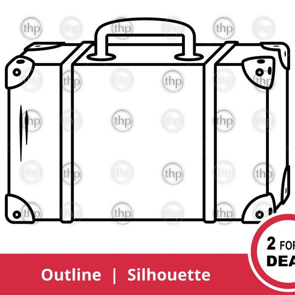 Suitcase SVG - Briefcase Svg, Luggage Svg, Bag Svg, Travel Case Svg, Vacation Svg, Suitcase Outline Clipart, Briefcase Cut Files & EPS PNG