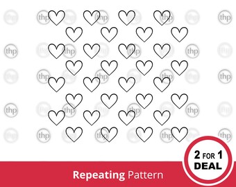 Motif coeur SVG - motif répétitif, coeurs fond Svg, sans couture, coeur pochoir Svg, coeur coupe fichiers, amour coeur contour Svg & EPS PNG