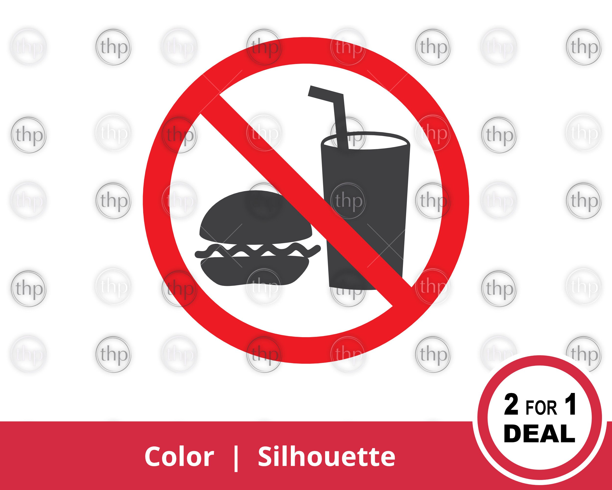 No Food or Drink SVG - No Food Sign Svg, No Drinks Sign Svg, No Food Clipart, No Beverages Vector, No Food or Drink Cut Files & EPS PNG