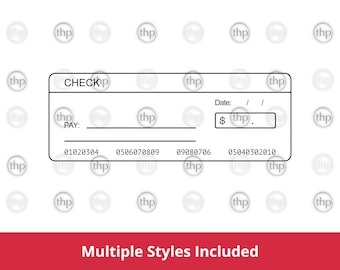 Blank Check and Bank Cheque SVG EPS PNG - Checkbook Template, Chequebook, Money, Shopping, Banking, Deposit, Payment, Check Cut Files