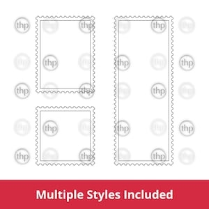 Paquete de sellos postales SVG PNG DXF - Sellos, marcos, plantillas, cartas, postales, en blanco, saludos, correo, archivos de corte de sellos