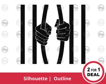 Prison Bars SVG EPS PNG - Jail Bars, Break, Lock Up, Freedom, Bent, Detention, Escape, Fists, Crime, Jail Break Clipart, Jail Bars Cut Files