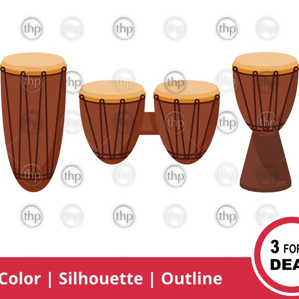 Bongo Drums SVG - African Drums Svg, Drums Svg, Djembe Drum Svg, Drummer Svg, Drumming Svg, Percussion Svg, African Drums Cut File & EPS PNG