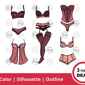 Lingerie SVG - Bras Svg, Underwear Svg, Panties Svg, Women&#39;s Lingerie Svg, Bridal Shower Svg, Beauty Clipart, Lingerie Cut Files & EPS PNG