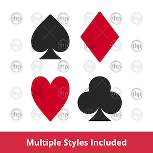 Playing Card Suits SVG PNG DXF - Hearts, Diamonds, Spades and Clubs Playing Cards Symbols Cut Files