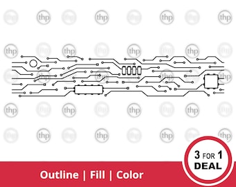 Technology Banner SVG EPS PNG - Circuit Board, Computer Chip, Digital, Hardware, Processor, Science, Motherboard Clipart, Computer Cut Files