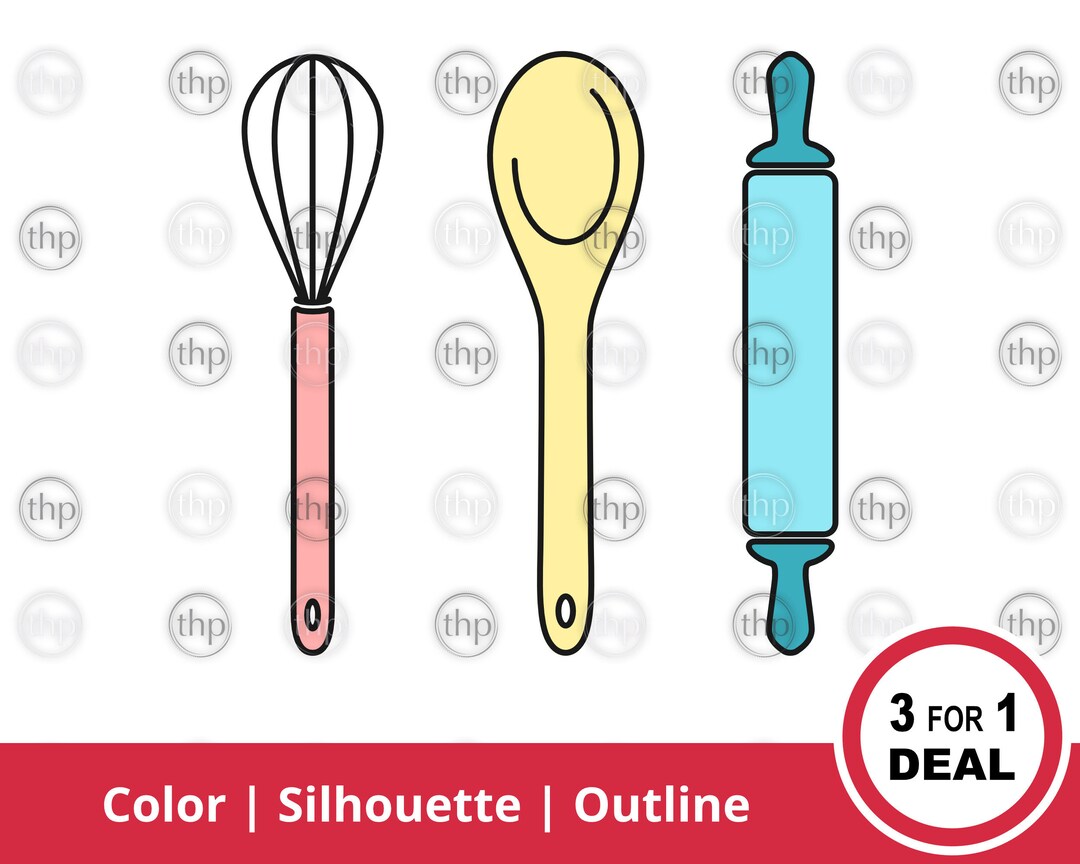 Baking SVG Baking Utensils Svg, Kitchen Svg, Rolling Pin Svg, Whisk Svg