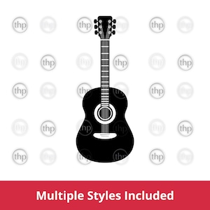 Acoustic Guitar SVG EPS PNG - Guitarist, Band, Music, Instrument, String, Outline, Black fill, Guitar Clipart, Acoustic Guitar Cut Files