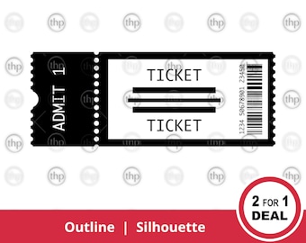 Concert Ticket SVG - Ticket Svg, Movie Ticket Svg, Cinema Ticket Svg, Ticket Cut Files, Ticket Clipart, Printable Ticket Svg & EPS PNG