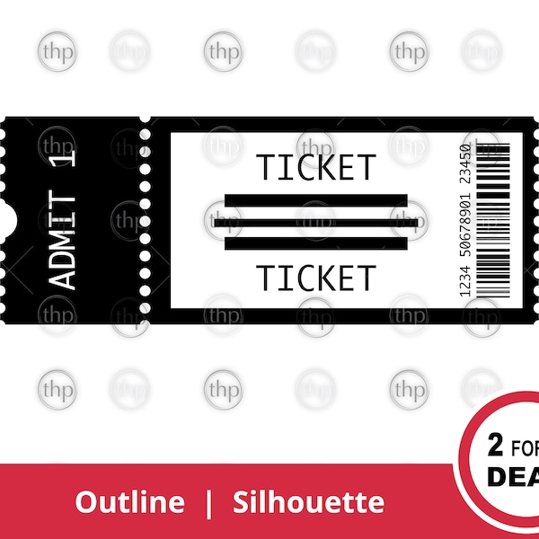 Concert Ticket SVG - Ticket Svg, Movie Ticket Svg, Cinema Ticket Svg, Ticket Cut Files, Ticket Clipart, Printable Ticket Svg & EPS PNG