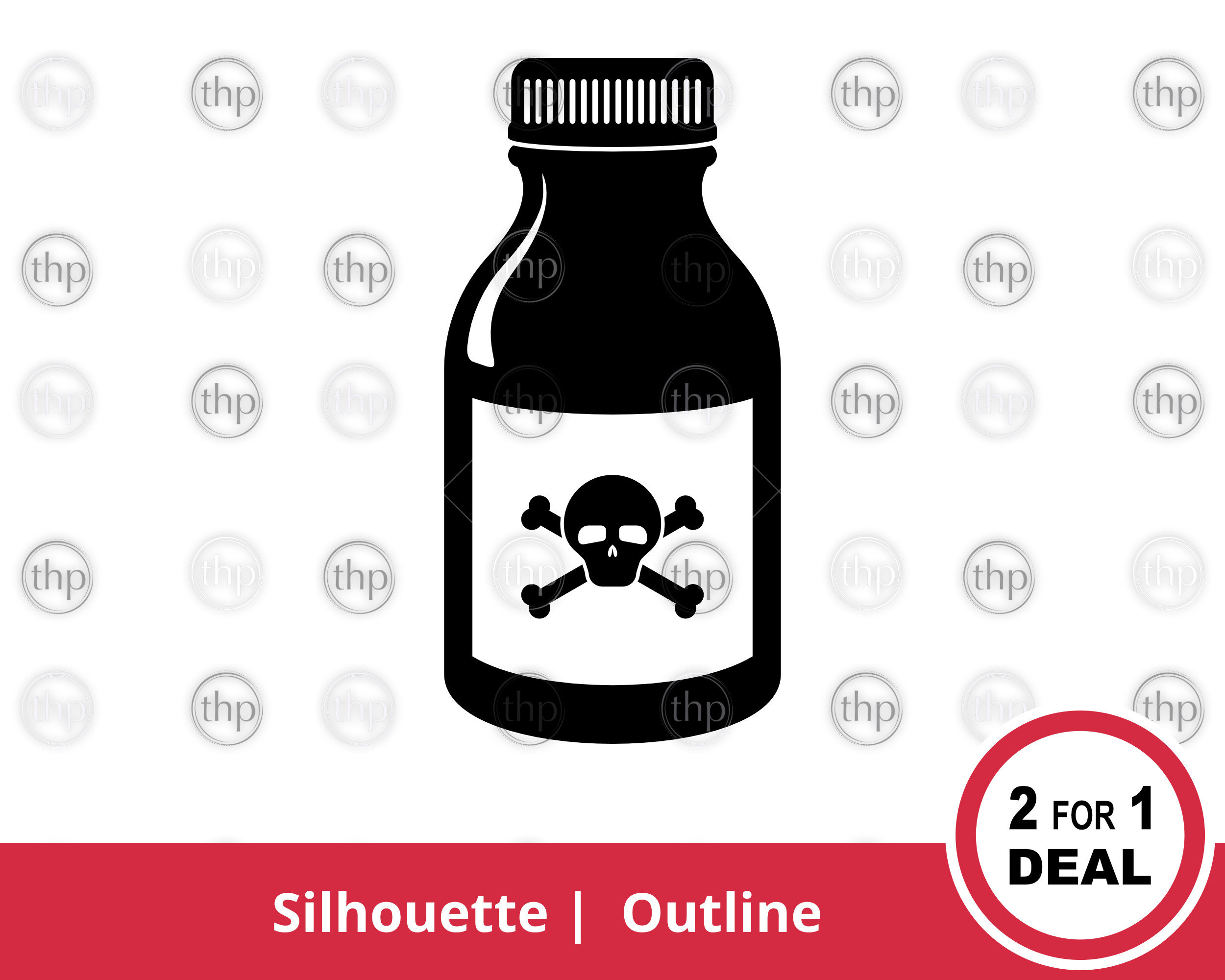 Poison Bottle SVG – Skull and Crossbones Clipart, Danger Cut Files