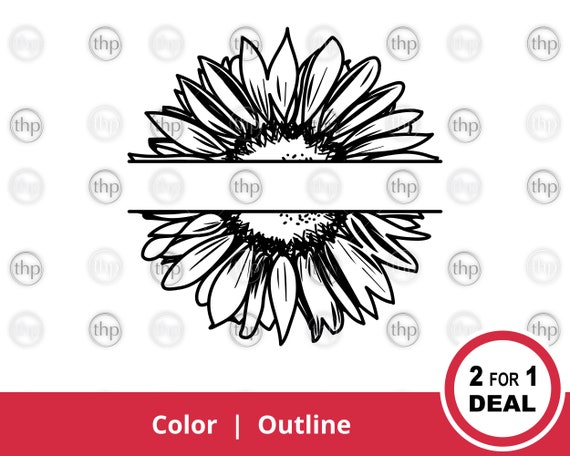 Download Sunflower Monogram Svg Flower Svg Sunflower Outline Svg Etsy