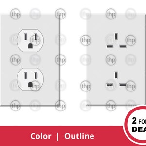 Power Outlet SVG - Outlet Cover Svg, Electrician Svg, Switch Plates Svg, Outlet Plate Vector, Outlet Cut File, Outlet Clipart & EPS PNG