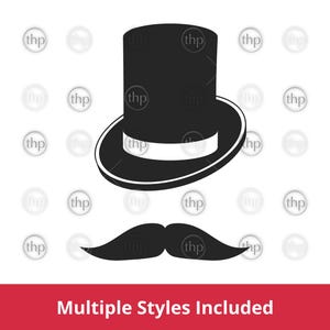 Schnurrbart und Zylinder SVG PNG DXF - Englische Gentleman Clipart, Gentleman Hut und Schnurrbart Schnittdatei