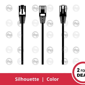 Puede incluir: Tres conectores de cable Ethernet negros sobre un fondo blanco. El texto "2 FOR 1 DEAL" está en un círculo rojo.