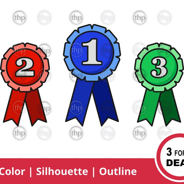 Prize Ribbons SVG PNG JPG - First Place, 1st, Second Place Svg, Third Place Svg, Award Winner Svg, Winners Sash Clipart, Rosette Cut Files