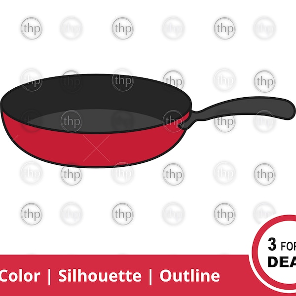 Frying Pan SVG - Skillet Svg, Kitchen Pan Svg, Kitchen Svg, Pan Svg, Cooking Svg, Fry Pan Clipart, Chef Svg, Frying Pan Cut Files & EPS PNG