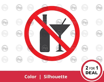 No Alcohol Symbol SVG Cut Files: Banned Drinks Vector Clipart EPS PNG (Digital Download)