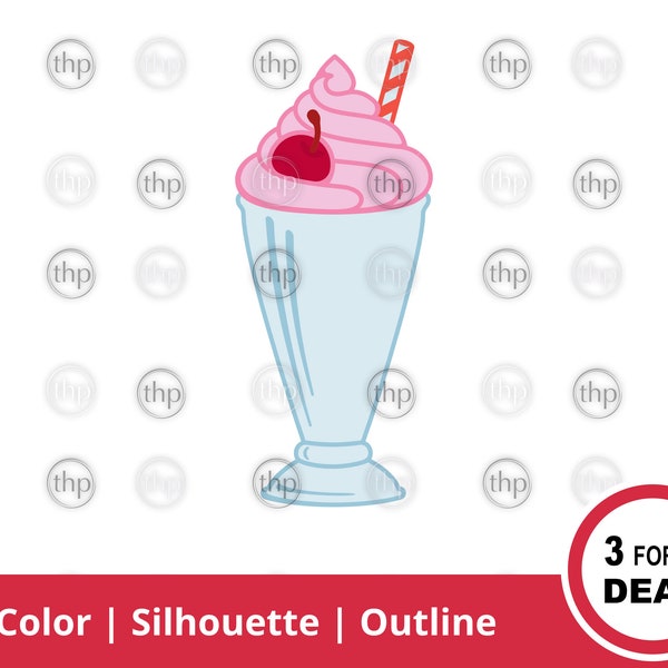 Milkshake SVG EPS PNG - Pink Strawberry Milk Shake Clipart, Smoothie, Shake, Cherry, Vintage, Retro, Milkshake Cut Files