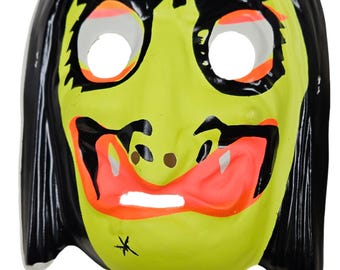 Vintage Glowing Black Light Halloween Masks 1960s 1970s