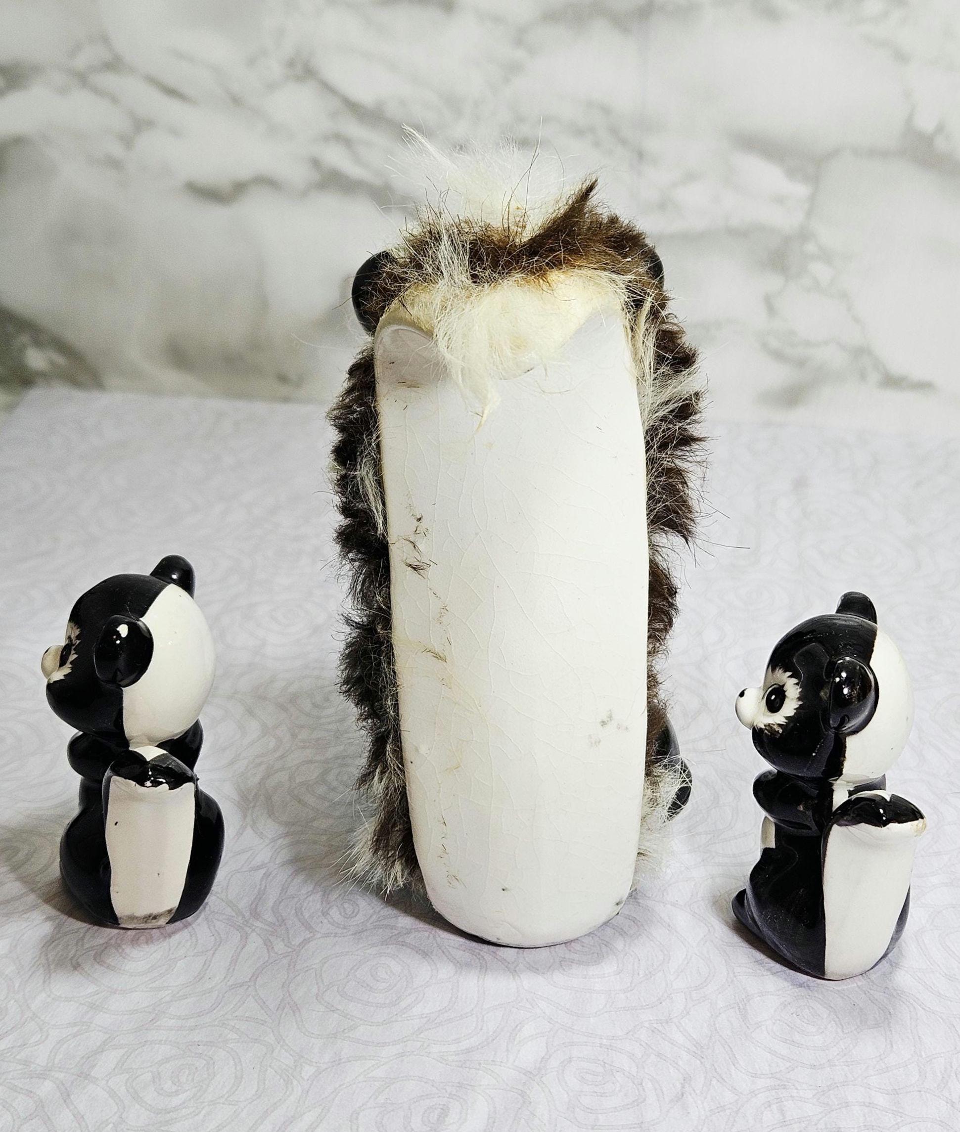 Vintage Ceramic Furry Skunk Family Figurines Japan - Etsy