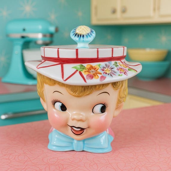 Vintage Lefton Miss Daisy / Dainty Cookie Jar 1950s EC Japan - Etsy