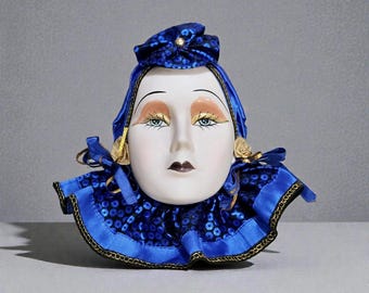 Vintage Victorian Theater Gypsy Mime Mask Ceramic Wall Hanging