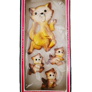 Vintage Miller Studios Cat Family Chalkware-muurstickers NIB