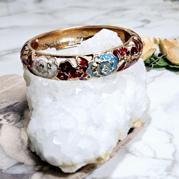 Bracelet Ancien En Métal Cloisonné Sur Cuivre – Modèle N°218 – Bijou Vintage, Pièce Unique Occasion
