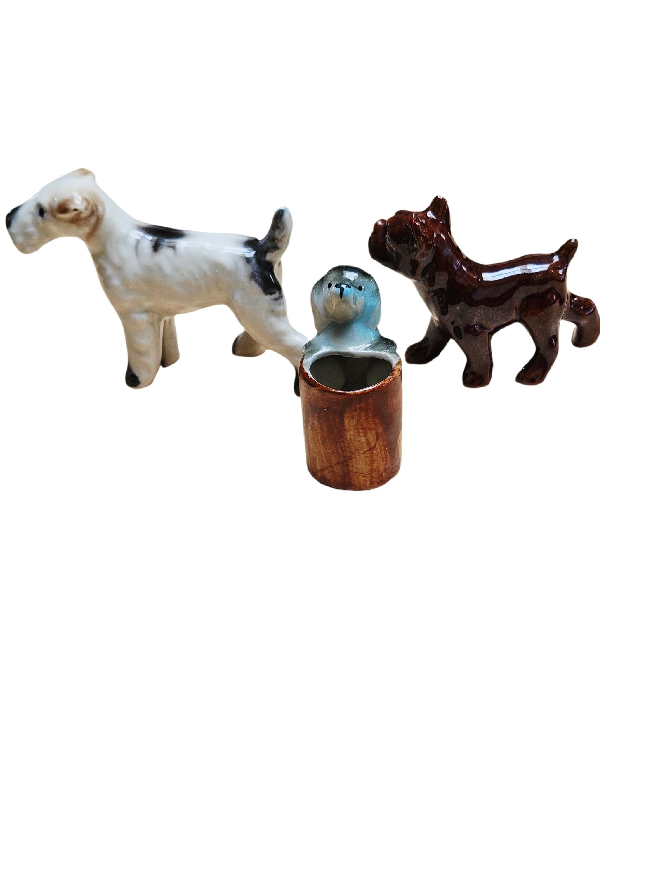 犬の置物 3点セット 陶器製 ヴィンテージセラミック製犬の置物3点セット（コレクターズアイテム