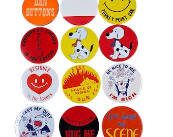 Vintage Made in Japan Novelty Tin Pinback Buttons