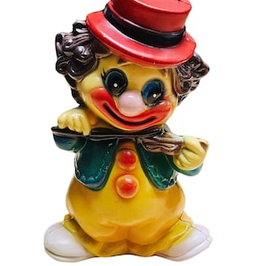 Vintage Plastic Clown Coin Momey  Bank