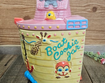 Super Sweet Vintage Animal Boat Cookie Jar EC Japan