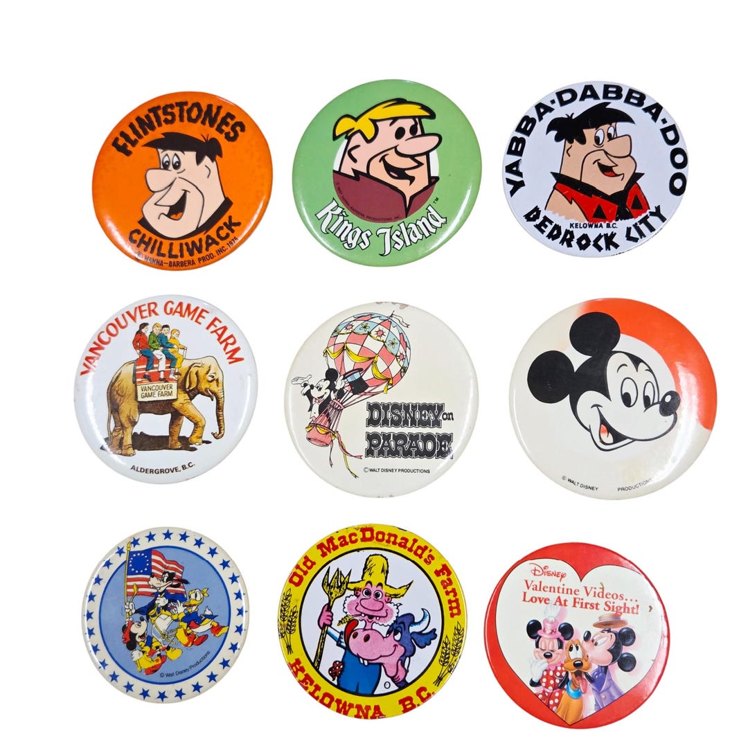 Vintage Character & Cartoon Pinback Buttons - Etsy