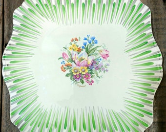 Gran plato decorativo vintage impresionante Myott pintado a mano