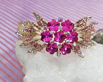 Bracelet vintage avec strass fuchsia