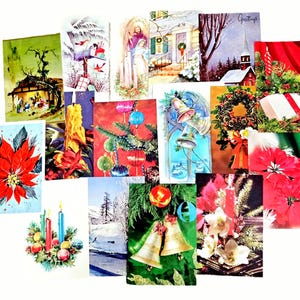 60 vraies cartes de Noël vintage éphémères pour scrapbooking, collection des années 1950 et 1960