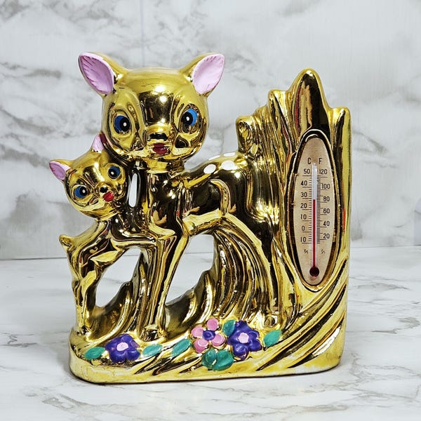 Vintage Kitschy Deer & Fawn Room Temperature Planter