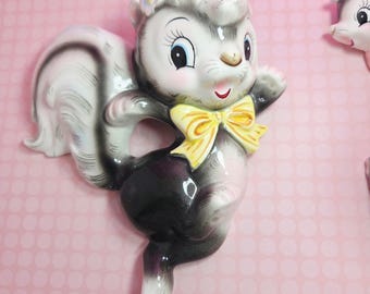 Vintage PY Japan Kitsch Ceramic Dancing Skunk Family Wall Decor