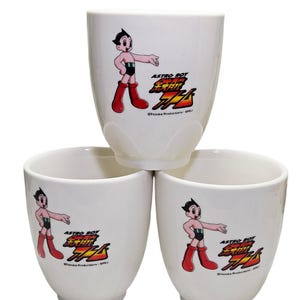 Vintage Astroboy Tea Cups - Japanese Anime Porcelain Set of 3&quot;