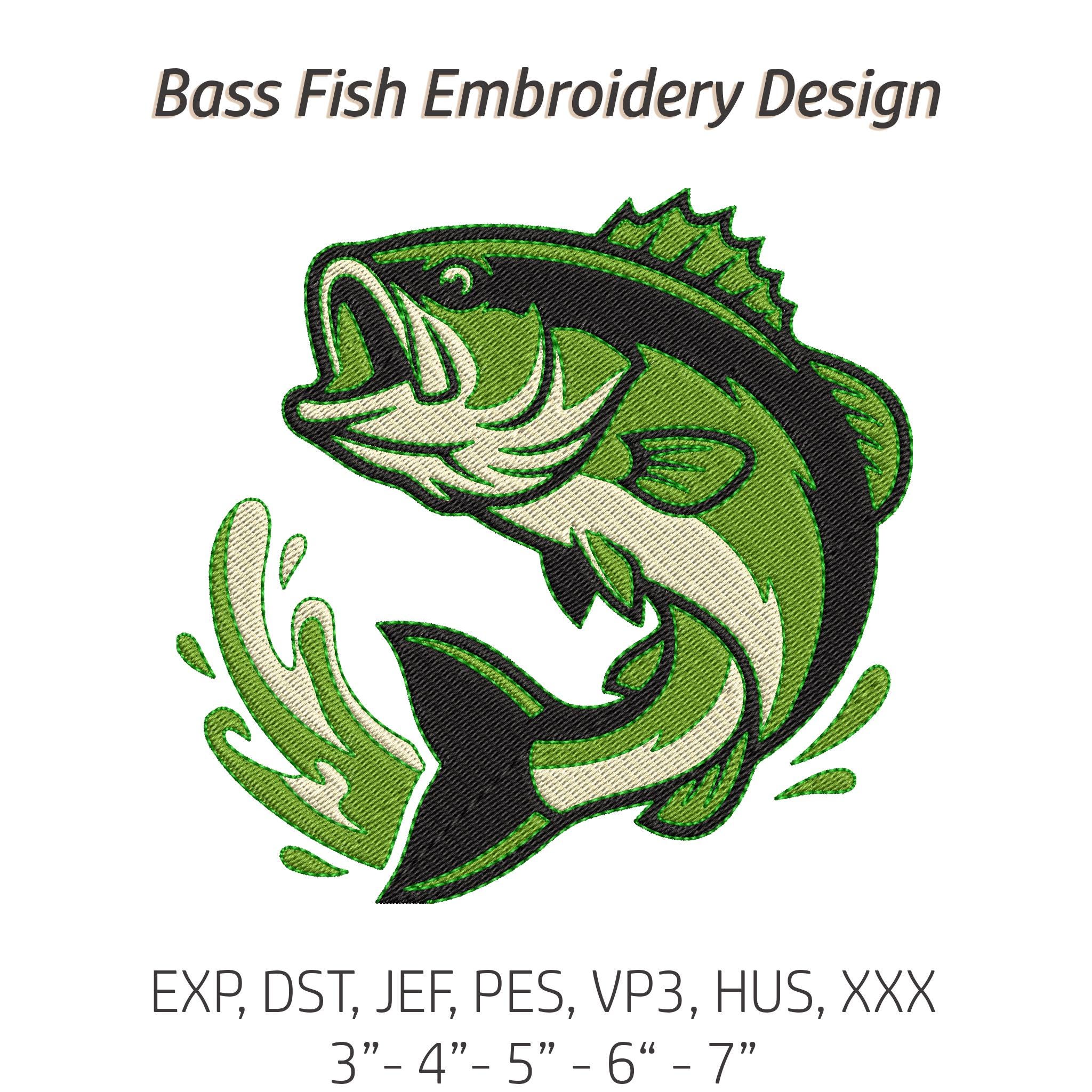 Bass Fish Embroidery Design, Bass Fish Machine Embroidery Design ...