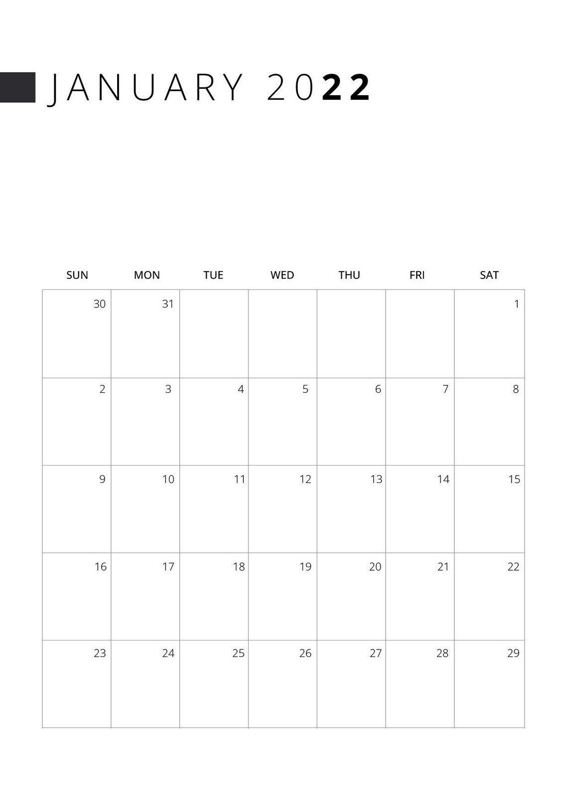 2022 Calendar Digital Download 2022 Monthly Planner, 2022 Printable