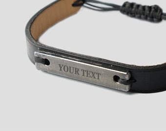Personalized bracelet made of Russian Tank. Exclusive unique custom gift for man made of steel. Text, name, qr, morse code, image, signature