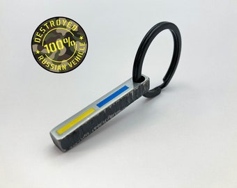 Made of Tank Unique Ukrainian Flag Keychain: A Symbol of Strength from Genuine Tank Skin. War Trophy, Men jewelry Military gift Key Tag
